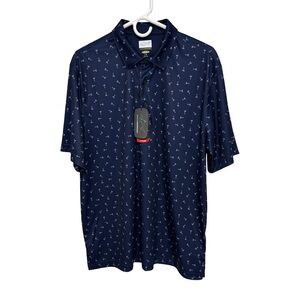 Greg Norman Martini Print Performance Polo Shirt Men’s Large Navy NWT❗️